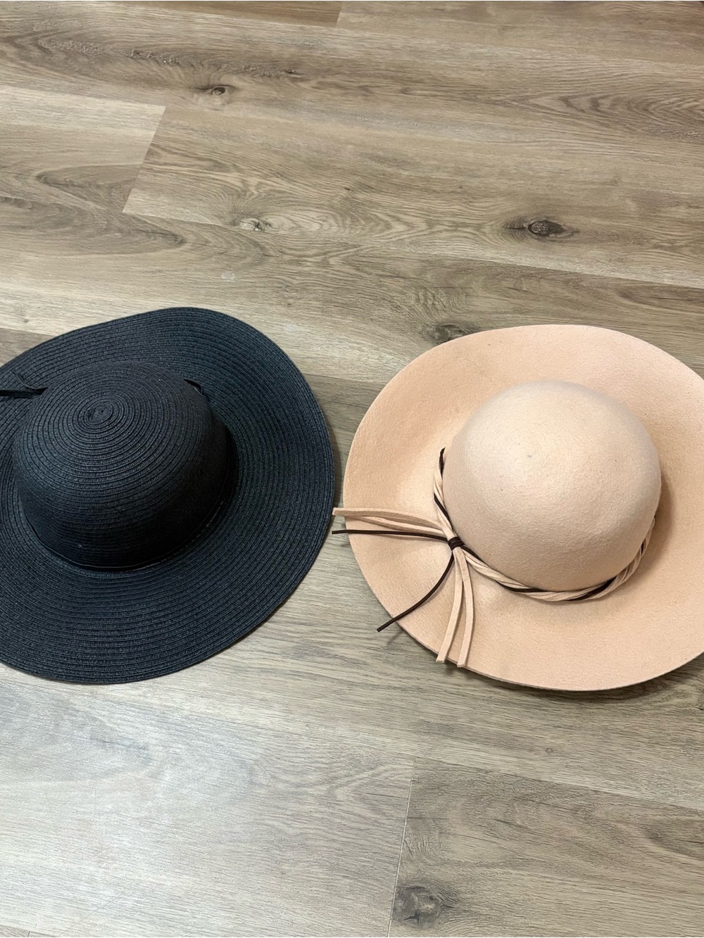 Wide Brim Sun Hat - Black and Blush